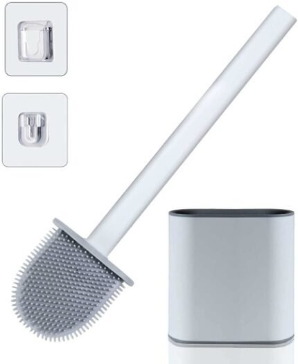 Silicon Toilet Brush With Sticker Hook - Pack of 2